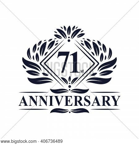 71 Years Anniversary Logo, Luxury Floral 71st Anniversary Logo.