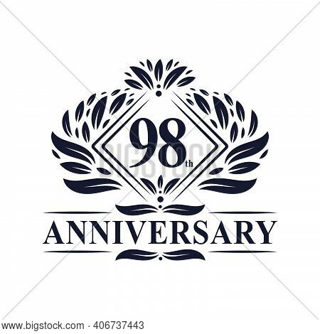 98 Years Anniversary Logo, Luxury Floral 98th Anniversary Logo.