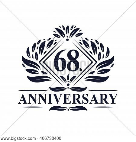 68 Years Anniversary Logo, Luxury Floral 68th Anniversary Logo.