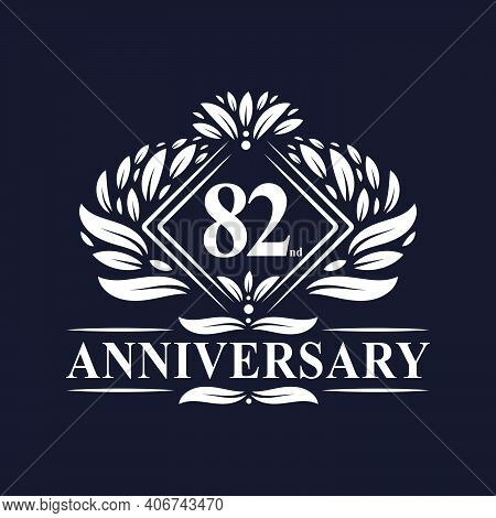 82 Years Anniversary Logo, Luxury Floral 82nd Anniversary Logo.