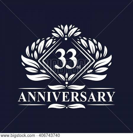 33 Years Anniversary Logo, Luxury Floral 33rd Anniversary Logo.