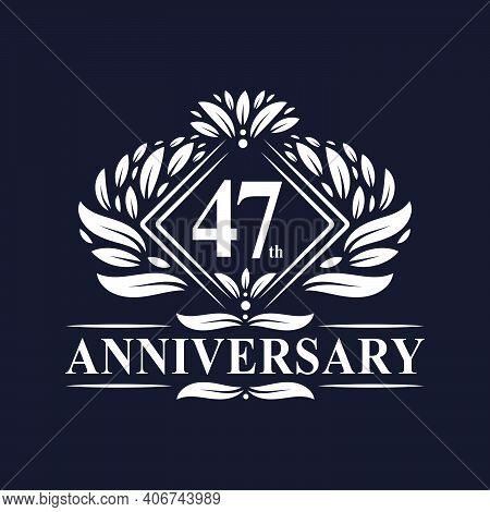 47 Years Anniversary Logo, Luxury Floral 47th Anniversary Logo.