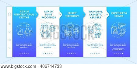 Gun Violence Onboarding Vector Template. Risk Of Unintentional Death. Mass Shooting. Secret Terroris
