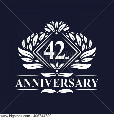 42 Years Anniversary Logo, Luxury Floral 42nd Anniversary Logo.