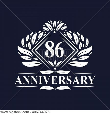 86 Years Anniversary Logo, Luxury Floral 86th Anniversary Logo.