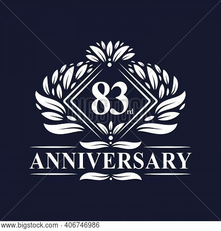 83 Years Anniversary Logo, Luxury Floral 83rd Anniversary Logo.