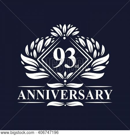 93 Years Anniversary Logo, Luxury Floral 93rd Anniversary Logo.