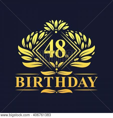 48 Years Birthday Logo, Luxury Golden 48th Birthday Celebration.