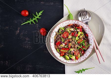 Tabbouleh With Quinoa. Tabbouleh Salad - Traditional Middle Eastern Cuisine. Vegetarian Salad With Q