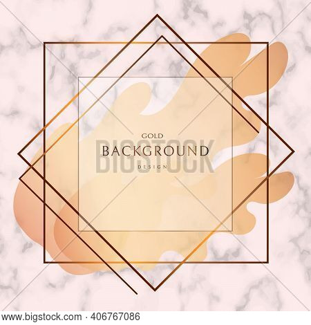 Gold Frame With A Beautiful Spot On A Marble Background. Abstract Gradient Line. Vector Illustration