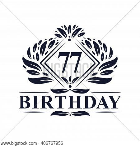 77 Years Birthday Logo, Luxury 77th Birthday Celebration.