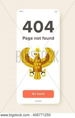 Vector Icon Of Golden Egyptian Horus Falcon. Egyptian Deity, Ancient Mythology, Egyptian Symbol. Civ