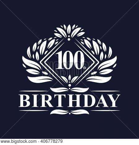 100 Years Birthday Logo, Luxury 100th Birthday Celebration.