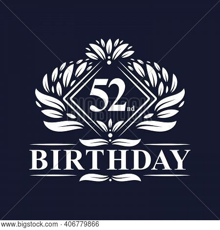 52 Years Birthday Logo, Luxury 52nd Birthday Celebration.