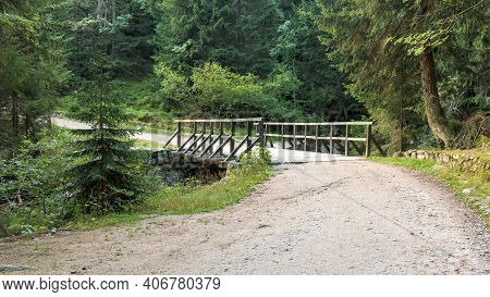 Bridge On The Trail In To The Shelter Under Labski Szczyt Mountain In Karkonosze