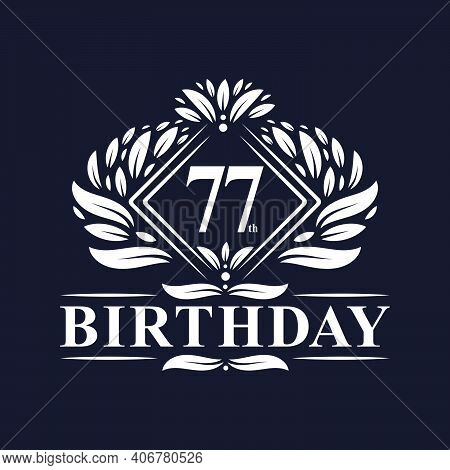77 Years Birthday Logo, Luxury 77th Birthday Celebration.