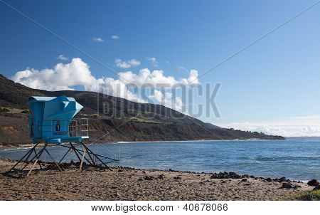 California Lifeguard Post On Sandy Beach