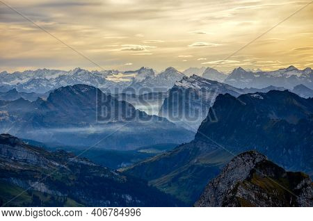 Fantastic View Of The Clariden Glacier. Photo From The Mountain Summit Mutteristock Hike, Climb, Enj