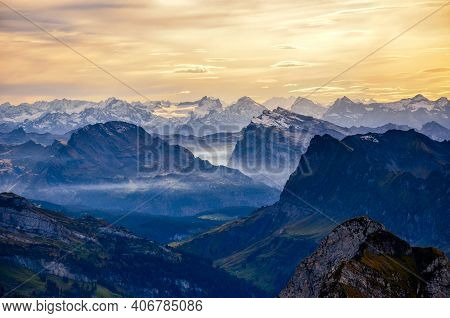 Fantastic View Of The Clariden Glacier. Photo From The Mountain Summit Mutteristock Hike, Climb, Enj