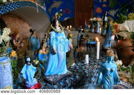Salvador, Bahia, Brazil - February 5, 2021: Image Of The Orisha Yemanja At The Sanctuary In The Fish