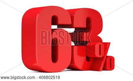 63 Percent Off 3d Sign On White Background, Special Offer 63% Discount Tag, Sale Up To 63 Percent Of
