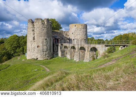 View Of The Koporskaya Fortress Under A Cloudy Sky On A September Day. Leningrad Region, Russia