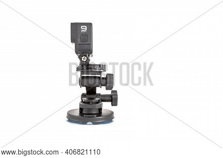 Moscow, Russia - Novemner 11, 2020: New Flagship Action Camera Gopro Hero 9 Black On Original Access