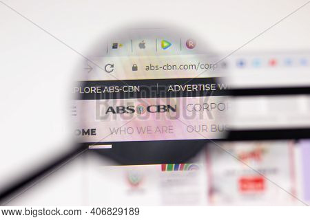 Los Angeles, Usa - 1 February 2021: Abs Cbn Website Page. Abs-cbn.com Logo On Display Screen, Illust