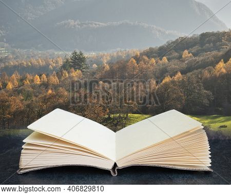 Digital Composite Image Of Stunning Autumn Fall Landscape Image Of The View From Catbells In The Lak