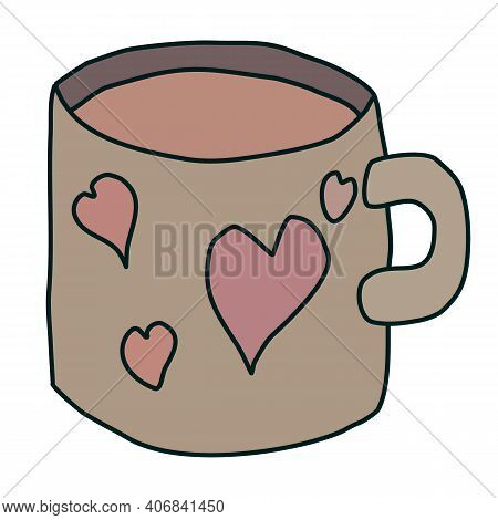 A Cup Of Coffee With Hearts Vector
