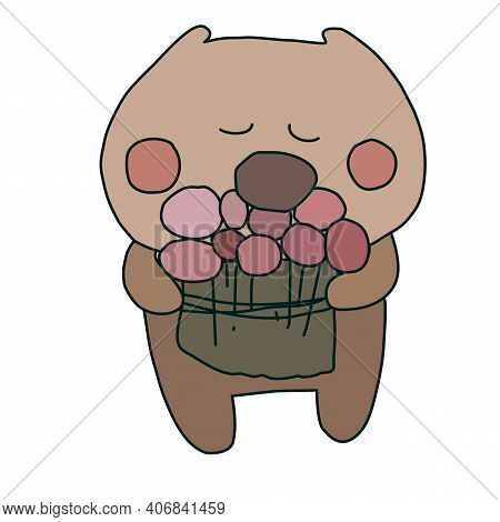 Vector Bear With Heart Brown And Green