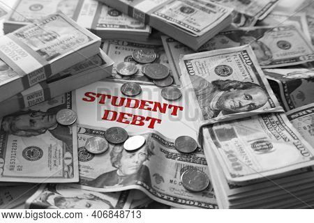 College Student Loan Debt Concept In Black And White High Quality