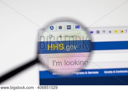 Los Angeles, Usa - 1 February 2021: Us Department Of Health And Human Services Website Page. Hhs.gov