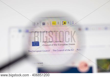 Los Angeles, Usa - 1 February 2021: Council Of European Union Website Page. Consilium.europa.eu Logo
