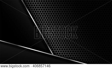 Dark Carbon Fiber Background With Metal Lines