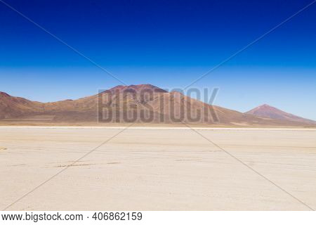 Salar De Colchani View, Bolivia. Bolivian Salt Flat