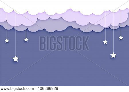 Clouds Background With Stars And Text Soace