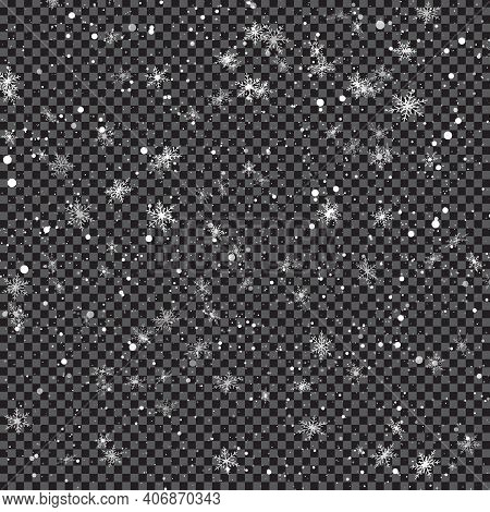 Falling Christmas Snowflakes On A Transparent Background