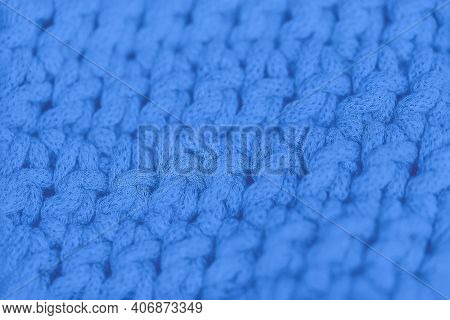 Full Frame Shot Of Soft Blue Knitted Fabri