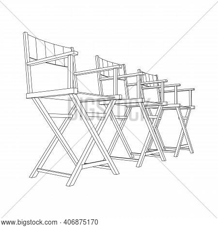 Director Movie Workplace Chair. Wireframe Low Poly Mesh Vector Illustration