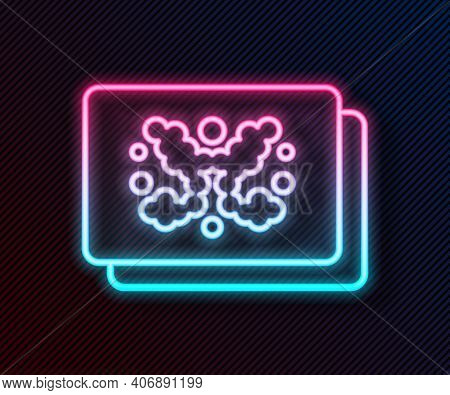 Glowing Neon Line Rorschach Test Icon Isolated On Black Background. Psycho Diagnostic Inkblot Test R