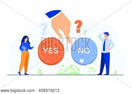 Thoughtful People Making Difficult Choice Between Two Options Isolated Flat Vector Illustration. Car