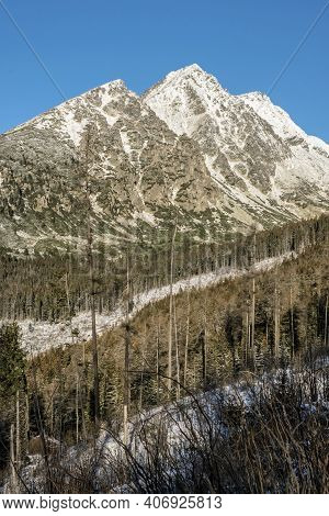 Solisko Peak, High Tatra Mountains, Slovak Republic. Snowy Landscape. Seasonal Natural Scene. Travel