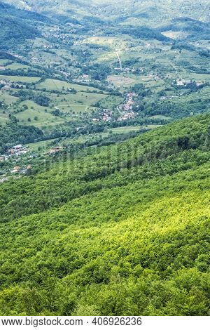 View From Lookout Tower Haj, Nova Bana, Slovak Republic. Travel Destination.