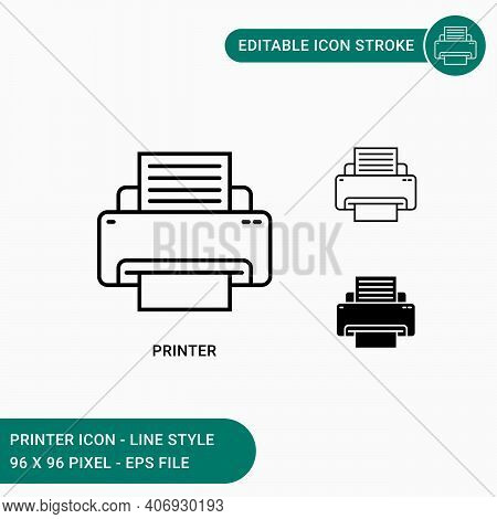 Printer Icons Set Vector Illustration With Icon Line Style. Computer Printer Symbol. Editable Stroke