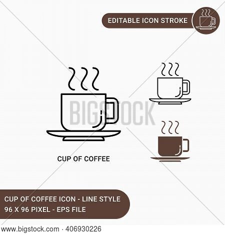 Cup Of Coffee Icons Set Vector Illustration With Icon Line Style. Mug Of Coffee Steam Concept. Edita