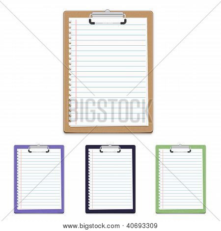 Clipboard With Blank Paper Isolated On White Background, Vector Illustration
