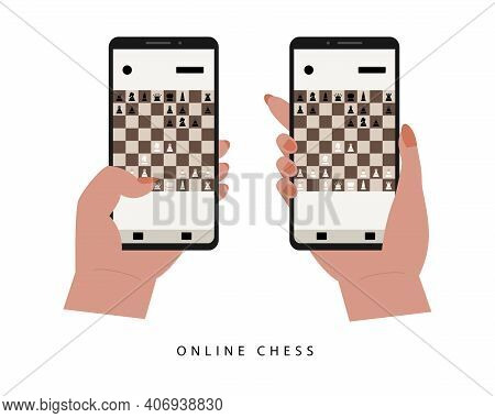 Sicilian Defense Flat Vector Illustration. Checkmate With Chess Pieces. Online Game Or Tournament On