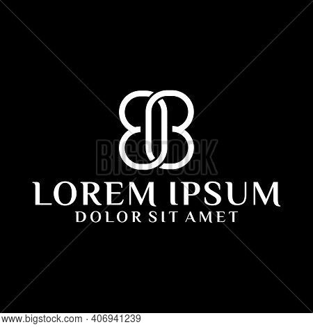 Initial Letter B Or Bb Logo Template With Butterfly Geometric Chain Infinity Line Art Illustration I