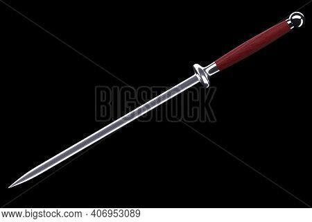 Model Of A Dagger With A Brown Handle On A Black Background 3d Rendering